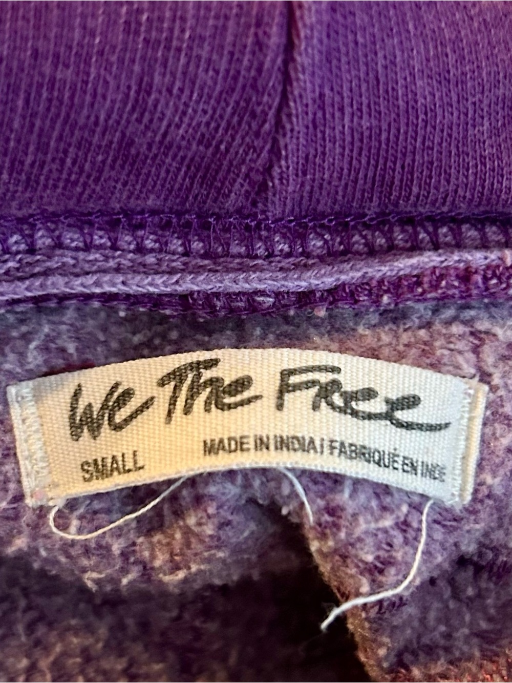 PREOWNED WE THE FREE FREE PEOPLE It’s A Vibe Purple Hoodie Size SMALL - Picture 3 of 6